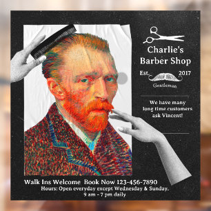 Autocollant Pour Fenêtre Personnaliser Hipster Vincent van Gogh Barber Shop