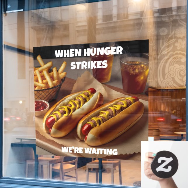 Autocollant Pour Fenêtre Personnaliser Hotdogs Fries Boire Restaurant Adver (Fenêtre de café)