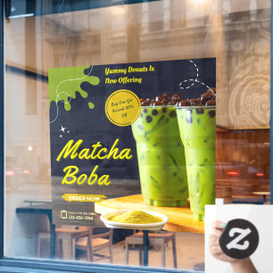 Autocollant Pour Fenêtre Personnaliser la boutique de donuts au thé matcha