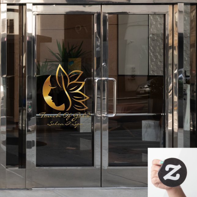 Autocollant Pour Fenêtre Personnaliser la façade de Gold Hair Salon et Spa  (Porte de bureau)