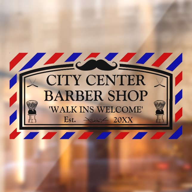 Autocollant Pour Fenêtre Personnaliser la façade d'un salon de coiffure vin (Feuille 2)