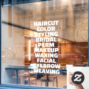 Autocollant Pour Fenêtre Personnaliser la grande liste de services de salon