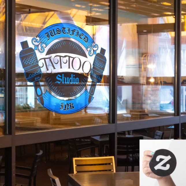 Autocollant Pour Fenêtre Personnaliser la page d'accueil de Blue Tattoo Sho (Fenêtre du restaurant)
