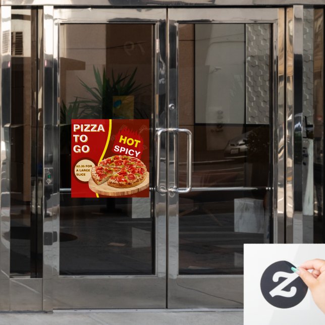 Autocollant Pour Fenêtre Personnaliser la pizza à la tranche à emporter  (Porte de bureau)