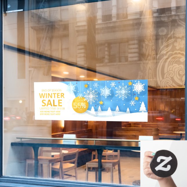 Autocollant Pour Fenêtre Personnaliser la vente de fin de saison hivernale  (Fenêtre de café)