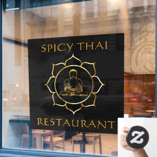 Autocollant Pour Fenêtre Personnaliser le Bouddha doré avant vent Restauran