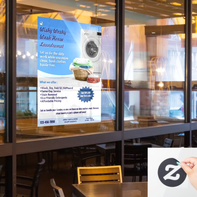Autocollant Pour Fenêtre Personnaliser le service de blanchisserie de buand (Fenêtre du restaurant)