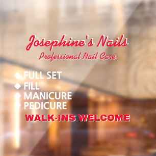 Autocollant Pour Fenêtre Personnaliser Nail Salon Services Walk Ins Bienven