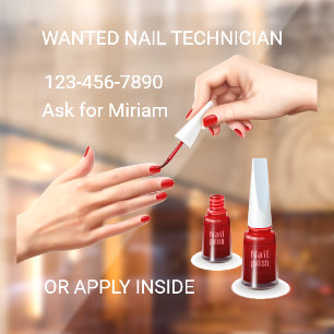 Autocollant Pour Fenêtre Personnaliser Nail Salon Technicien Recherché Shop