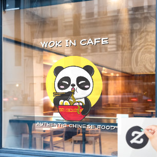 Autocollant Pour Fenêtre Personnaliser Nouilles d'Ours Panda Restaurant Chi
