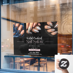 Autocollant Pour Fenêtre Personnaliser Paillettes Ongles Salon De Manucure 