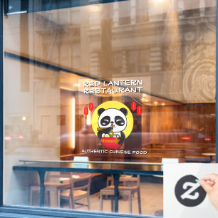 Autocollant Pour Fenêtre Personnaliser Panda Bear Noodles Restaurant Chinoi