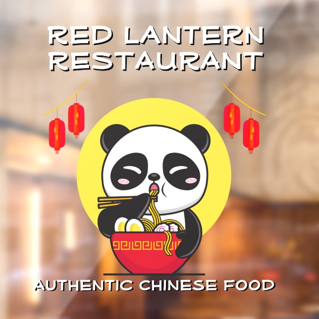 Autocollant Pour Fenêtre Personnaliser Panda Bear Noodles Restaurant chinoi (Feuille 2)