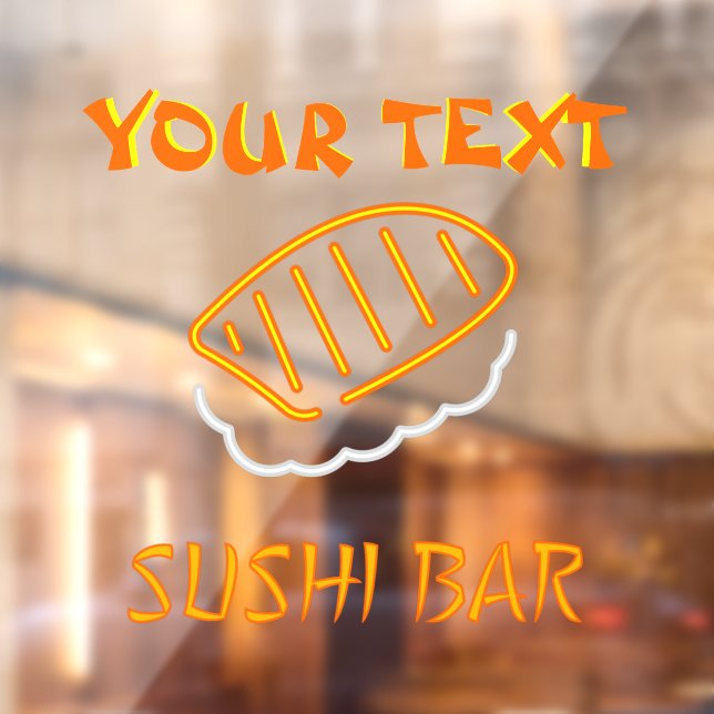Autocollant Pour Fenêtre Personnaliser Personnaliser Sushi Bar Faux Neon (Feuille 2)