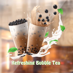 Autocollant Pour Fenêtre Personnaliser Rafraîchir Boba bulle Thé Advert ava