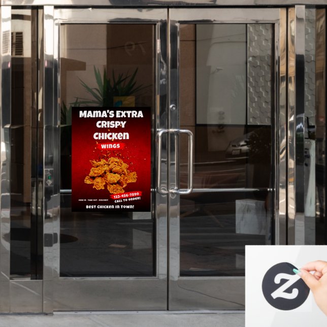 Autocollant Pour Fenêtre Personnaliser Restaurant à aile de poulet Grande p (Porte de bureau)