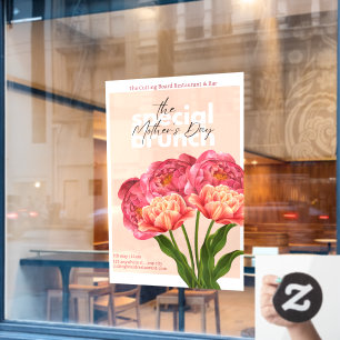 Autocollant Pour Fenêtre Personnaliser Restaurant Fête des Mères Brunch Flo