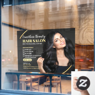 Autocollant Pour Fenêtre Personnaliser Salon de Beauté Cheveux Salon Brunet