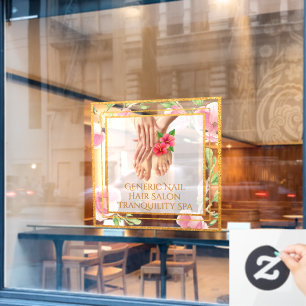 Autocollant Pour Fenêtre Personnaliser Salon de Beauté Ongles Génériques Tr