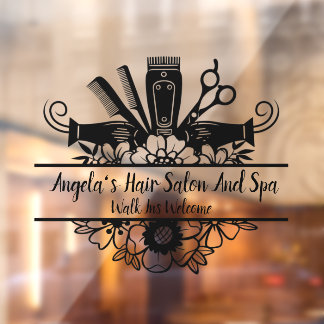 Autocollant Pour Fenêtre Personnaliser Salon de Coiffure et Spa Noir