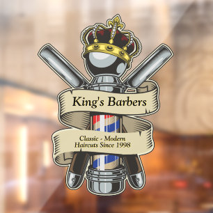 Autocollant Pour Fenêtre Personnaliser Salon de Coiffure King Royal Crown B