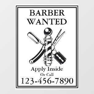 Autocollant Pour Fenêtre Personnaliser Salon de Coiffure Vintage Recherché