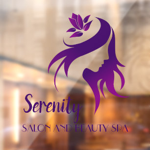 Autocollant Pour Fenêtre Personnaliser Salon Spa Lotus Flower Silhouette Sh