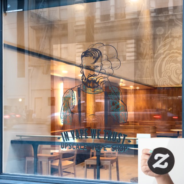 Autocollant Pour Fenêtre Personnaliser Tatouage Hipster Vape Boutique (Fenêtre de café)