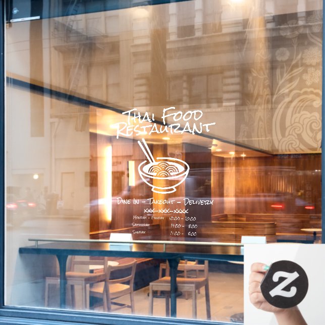 Autocollant Pour Fenêtre Personnaliser Thai Pho Restaurant Informations com (Fenêtre de café)
