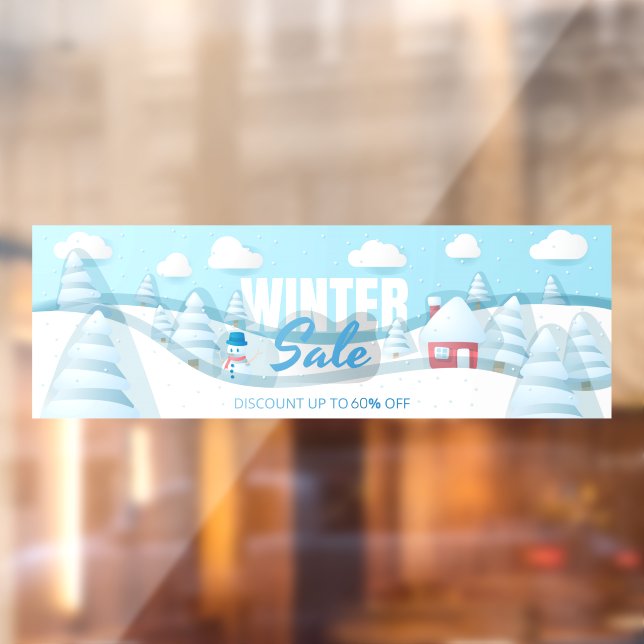 Autocollant Pour Fenêtre Personnaliser Vente D'Hiver Scène De Vente De Neig (Feuille 2)