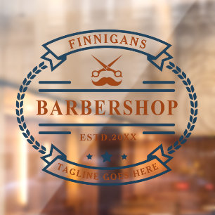 Autocollant Pour Fenêtre Personnaliser Vintage Barber Shop Ciseaux Moustach