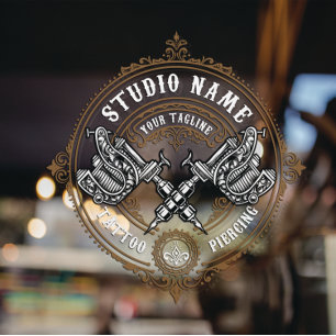 Autocollant Pour Fenêtre Personnaliser Vintage Tattoo Shop Machine à armes 