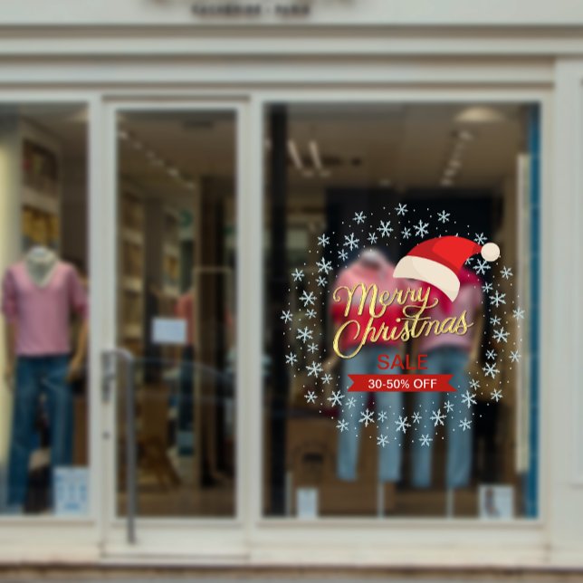 Autocollant Pour Fenêtre personnalisés Noël Snowflake Vente Annonces commer (custom Christmas Snowflake Sale Business Ads Window Cling)