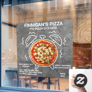 Autocollant Pour Fenêtre Personnalisez son restaurant de pizza Pizza O Cloc
