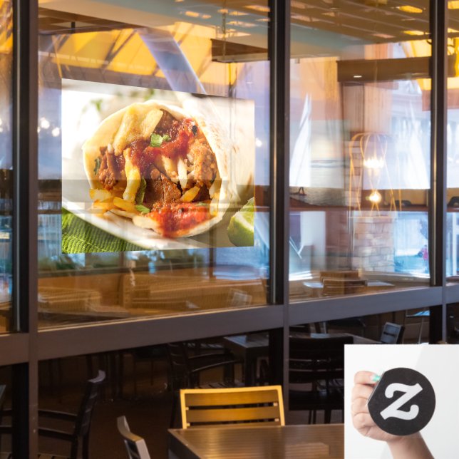 Autocollant Pour Fenêtre Petit déjeuner copieux de Chorizo Burrito Mexicain (Fenêtre du restaurant)
