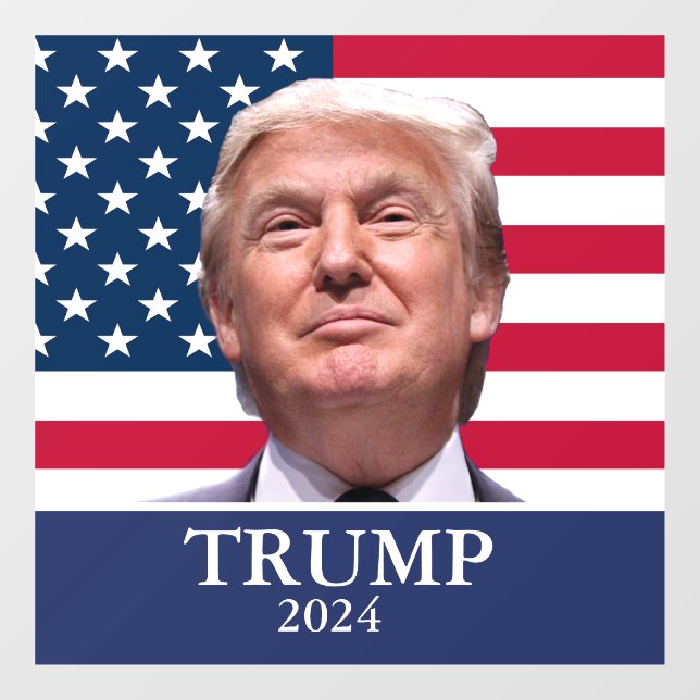 Autocollant Pour Fenêtre Photo Donald Trump - Président 2024 (Feuille)