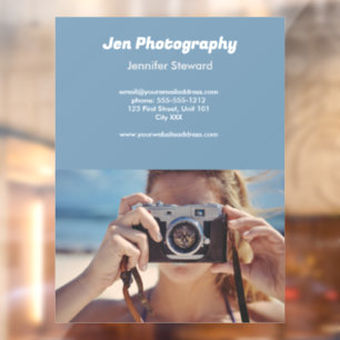 Autocollant Pour Fenêtre Photographe bleu photo personnalisée