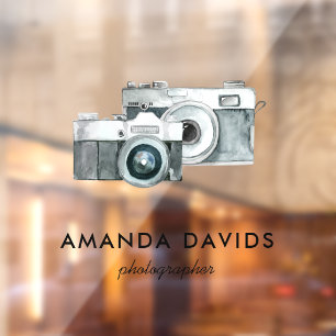 Autocollant Pour Fenêtre Photographe Caméra Minimaliste Moderne Aquarelle 