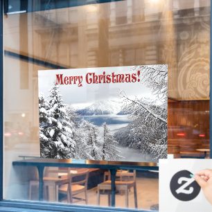 Autocollant Pour Fenêtre Photographie de forêt d'hiver froide avec des lacs