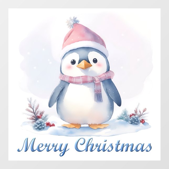Autocollant Pour Fenêtre Pingouin Joyeux Noël Clouer la fenêtre (Feuille)