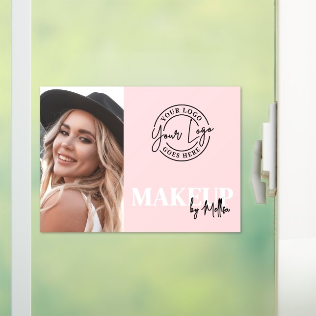 Autocollant Pour Fenêtre Pink Black Photo Logo Makeup (Pink Black Script Photo Logo Makeup Window Cling)