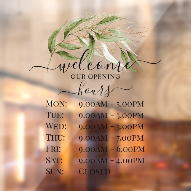 Autocollant Pour Fenêtre PixDezines Aquarelle Eucalyptus Sprig Heures du ma (Feuille 2)