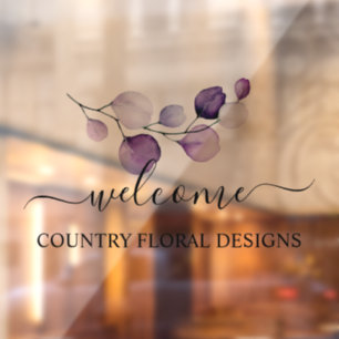 Autocollant Pour Fenêtre PixDezines Aquarelle Purple Eucalyptus Sprig