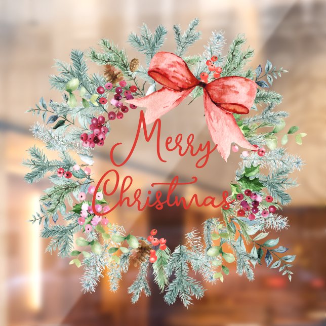 Autocollant Pour Fenêtre PixDezines couronne de Noël (Feuille 2)