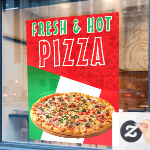 Autocollant Pour Fenêtre Pizza Frais & Chaud Avec Explosion de Pizza 