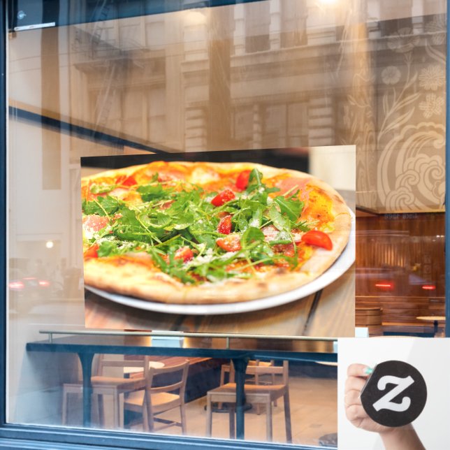 Autocollant Pour Fenêtre Pizza Italie Dîner Cerise Tomates Pizzeria Shop (Fenêtre de café)