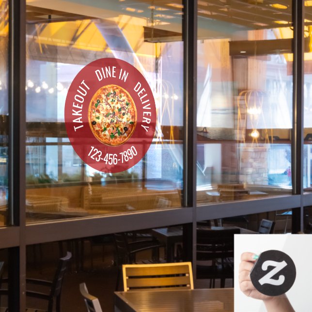 Autocollant Pour Fenêtre Pizza Restaurant Arrondi Fenêtre Clignotant (Fenêtre du restaurant)