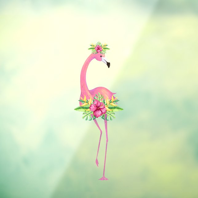 Autocollant Pour Fenêtre Plantes de la jungle tropicale de flamingo (Feuille 3)