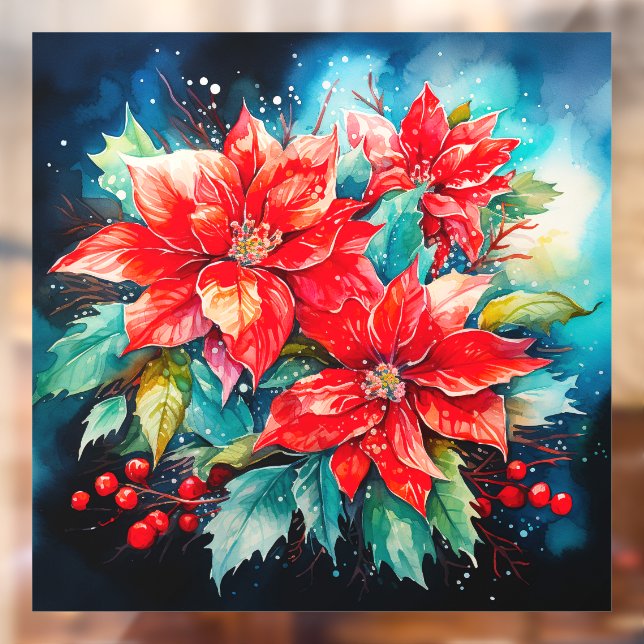 Autocollant Pour Fenêtre Poinsettias (Feuille 2)