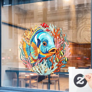 Autocollant Pour Fenêtre Poissons Tropicaux Vives Couleurs d'Été